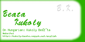 beata kukoly business card